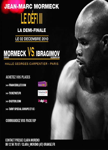 affiche pour championnat du monde de boxe demi finale mormeck ibragimov categorie lourd mi-lourd